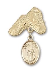 Gold Filled Baby Badge with St. Angela Merici Charm and Baby Boots Pin