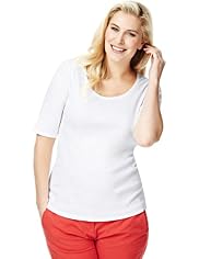 Plus Pure Cotton Scoop Neck T-Shirt with Stay New™