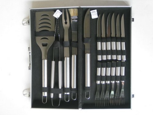 Bbq Tools Set 17 Piece Stainless Steel with Aluminum Carrying Case