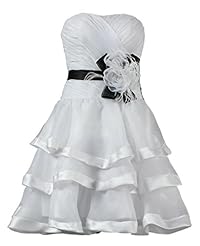 Strapless Organza Short Tiered Feathers Mini Dress  With a Sash 