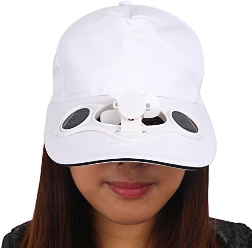 Viproo® Solar Powered Air Fan Cooled Baseball Golf Hat, Camping Traveling Solar Fan Cap (White)