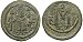 Islamic, Umayyad Caliphate, Dimashq, Arab Pseudo-Byzantine Coinage, 661 - 697 A.D.; Bronze Fals