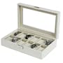 Songmics Neu Uhrenbox f�r 12 Uhren Uhrenkasten Wei� Leder JWB202