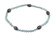 Anklet - A42 - Swarovski TM Crystal and Plated Glass Polka Dot Beads - Stretch ~ Indian Sapphire (Denim Blue)