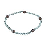 Anklet - A42 - Swarovski TM Crystal and Plated Glass Polka Dot Beads - Stretch ~ Indian Sapphire (Denim Blue)