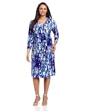 Jones New York Womens Plus-Size Knit Long Sleeve Wrap Dress