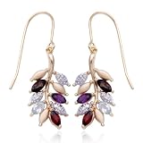 41eiA25q71L. SL160  18k Yellow Gold Plated Sterling Silver Multi Gemstone and Diamond Accent Leaf Earrings Reviews