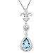 14k White Gold Fleur-de-Lis Blue Topaz and Diamond title=
