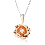 14k Rose Gold Diamond Rose Pendant (.03 cttw, J Color, I2 Clarity), 18
