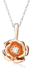 14k Rose Gold Diamond Rose Pendant (.03 cttw, J Color, I2 Clarity), 18"