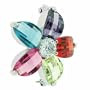Sterling Silver Multi Color red, light green, magenta, Simulated Aquamarine and Amethyst cz Flower Pin