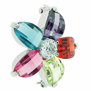 Sterling Silver Multi Color red, light green, magenta, Simulated Aquamarine... by