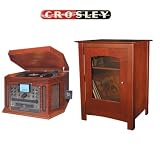 Crosley Songwriter Recordable Turntable + ST-75 Cabinet Stand (Paprika)