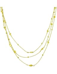 14 Karat Yellow Gold 3-strand Twist/ Ball Station Necklace (17 Inch)