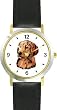 Golden Retriever Dog - WATCHBUDDY&reg; DELUXE TWO-TONE THEME WATCH - Arabic Numbers - Black Leather Strap-Women's Size-Small
