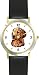Golden Retriever Dog - WATCHBUDDY&reg; DELUXE TWO-TONE THEME WATCH - Arabic Numbers - Black Leather Strap-Women's Size-Small