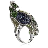 nOir Novelty Peacock Silver Plated Ring, Size 