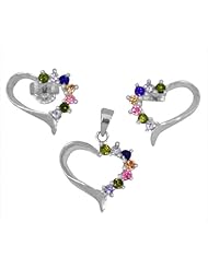 Zirconia by Debbie 925 Silver Multi Color CZ Sweet Heart Set
