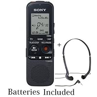 Sony Professional Digital 2GB MP3 Voice Recorder with Memory Card Slot, Noise Cut Technology Reducing Background Sound, USB Port, Built-in Speaker and an Easy-to-read Display ** Batteries Included ** + Additional Vertical in-the-ear Headphones