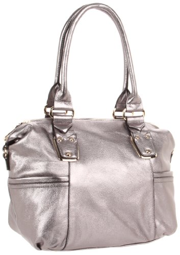 Hand bag by B. MAKOWSKY  Davis Satchel,Pewter color