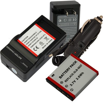 2 NP-1 NP1 BATTERY + CHARGER for Samsung Digimax L50 L60 NV3 NV5 NV7 i5 i6 i50 L73 SLB-0837