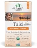 ORGANIC INDIA Tulsi Turmeric Ginger Tea - Delicious Holy Basil and Turmeric Ginger Blend Rich in Antioxidants - 100% Certified Organic, Non-GMO, and Fair Trade, 18 Tea Bags (1 Pack)