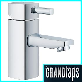 Chrome Bathroom Basin Sink Square Mixer Taps & Push Waste & Fittings (ICE 1) by Grand Taps