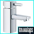 Chrome Bathroom Basin Sink Square Mixer Taps & Push Waste & Fittings (ICE 1) by Grand Taps