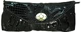 Vecceli Italy Crocodile Skin Embossed Black Clutch Handbag Designed by Ronella Lucci CL-112CROCBLK