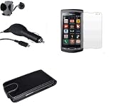Accessory Master-Noir Housse étui en Cuir pour Samsung Wave 2 S8530 avec ecran protecteur voiture chargeur et voiture Support