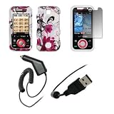 41eiP%2Bfs aL. SL160  Premium White and Purple Flowers Design Snap On Cover Hard Case Cell Phone Protector + Crystal Clear LCD Screen Protector + Rapid Car Charger + USB Data Charge Sync Cable for Motorola Rival A455 [Accessory Export Packaging] Reviews