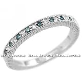 Fancy-Blue Diamond Wedding/Anniversary Band 14k White Gold Antique Style