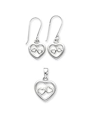 Sterling Silver Heart Earrings And Pendant Set