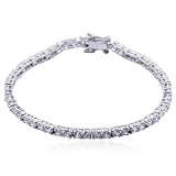 Rhodium Plated Sterling Silver 3mm Cubic Zirconia Tennis Bracelet, 7