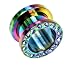 ANODIZED FLESH TUNNEL PLUG WITH BLUE RHINESTONES 10g - Sold Individually