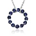 Sterling Silver Sapphire Round Open Pendant, 18"