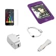 USB Data Cable + USB Car Charger + USB Home Charger + Purple Rubber Silicone Skin Case + Clear Reusable LCD Screen Protector for Apple Ipod Touch Itouch 8GB 16GB 32GB 2G 2nd Generation