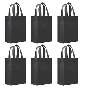 Reusable Gift Bags, Small, Black 6 Pack