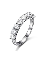 Solid 14K White Gold Round Cut 3.5mm Moissanite Wedding Anniversary Ring 8 Stones