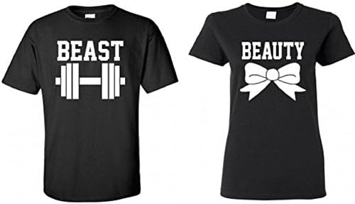 Enjoy California® Couple Matching Beast - Beauty T-shirt Black - Black Man Large - Woman Medium