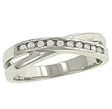 Channel Set Round Diamond Bypass Promise Ring .10cttw