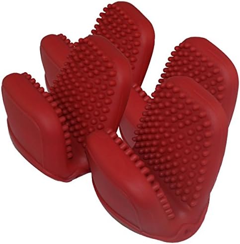 Set of 4 Heat Resistant Silicone Pot Holders Cooking Oven Mitts Gripping 500°F Red Black