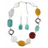 Necklace - N337 - Asst Semi Precious Gemstones (Turquoise, Carnelian, Agate, Quartz) + Matching Earrings (18")