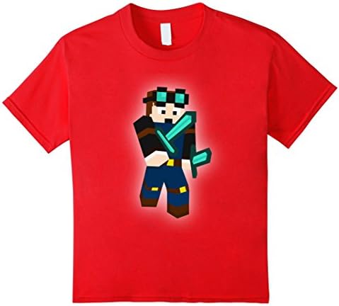 Kids The Diamond Minecart T-Shirt DAN TDM Youtuber White Glow tee 10 Red