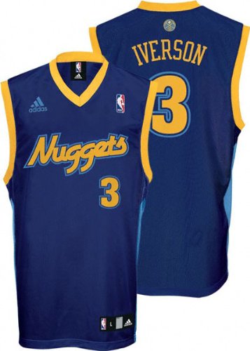 Allen Iverson Youth Jersey: adidas Navy Replica #3 Denver Nuggets Jersey