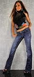 Damenjeans Gr. L Hüfthose Jeans blau used Look