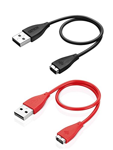 Getwow USB Charger Cable for Fitbit Charge HR (2 Pieces) - Black and Red