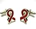 Red Ribbon Silver Plated Cufflinks