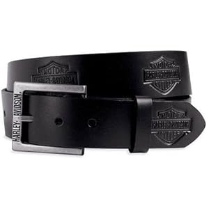 Harley-Davidson® Men's Embossed Bar & Shield Logo Belt. Detachable engraved buckle. 99435-10VM