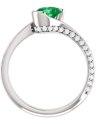 10K White Gold 7.00x5.00mm Oval Cut Chatham Created Emerald and Diamond Ring -- LIFETIME WARRANTY